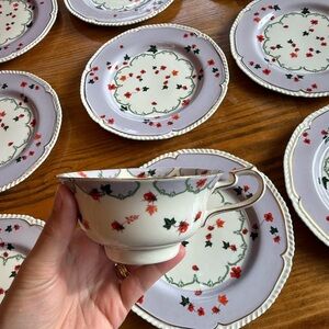 Anthropologie Lou Rota Nature Table Ladybugs Tea Cup Mug Purple